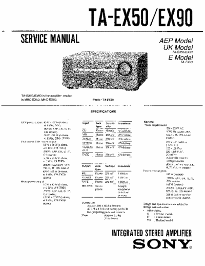 SONY TA-EX50 EX90 Sony audio Amplifier 
Complete Service Manual(they are 2 part that you should to download)